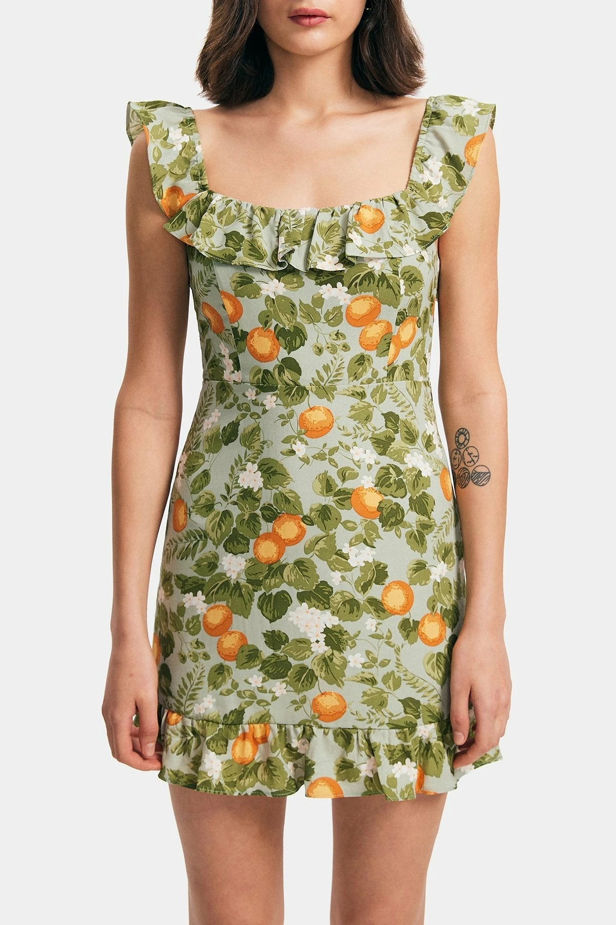 Solado Square Neck Floral Print Ruffle Mini Dress 6 Solado Square Neck Floral Print Ruffle Mini Dress - Image 6