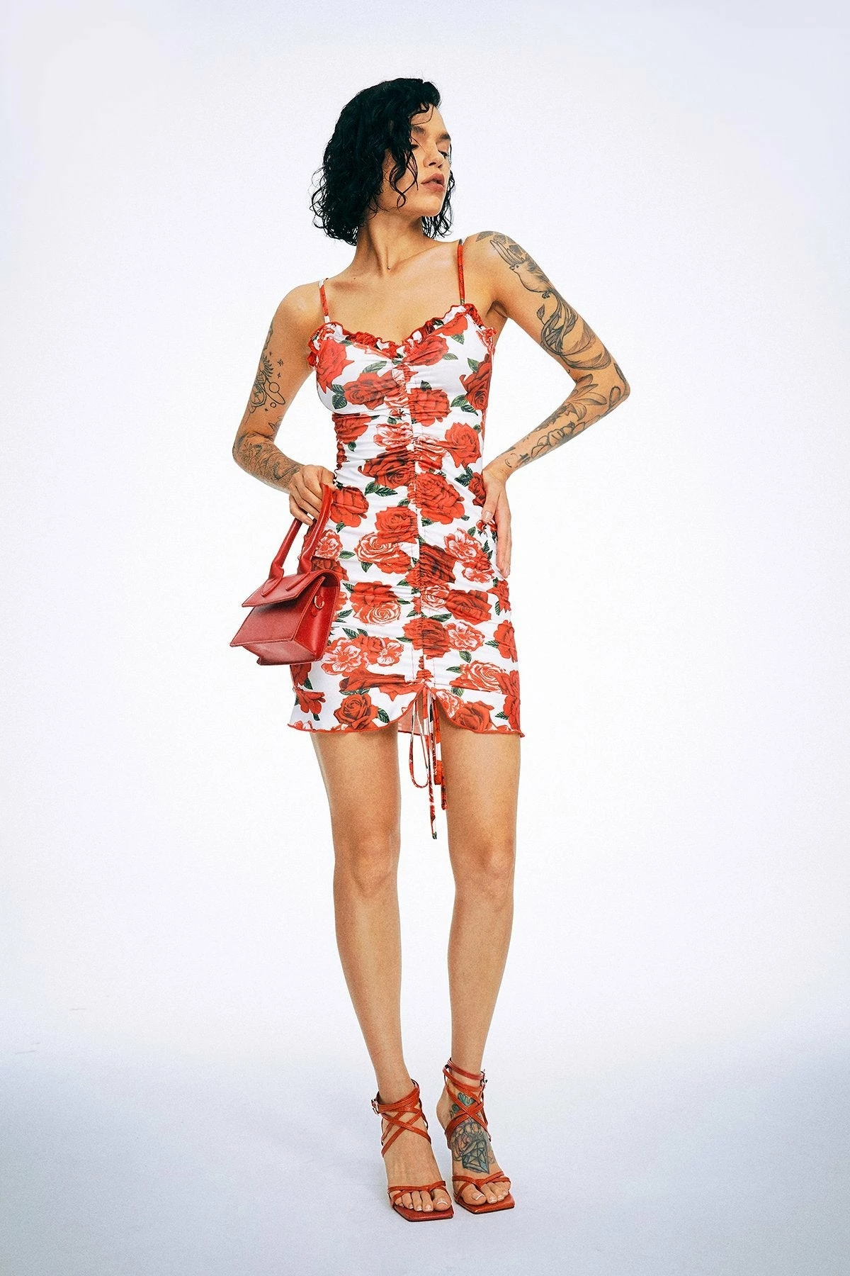 Solado Rose Print Drawstring Ruched Cami Dress 5 Solado Rose Print Drawstring Ruched Cami Dress - Image 5