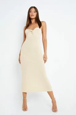 Solado Twist Front Split Hem Tube Sweater Dress