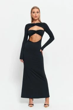 SOLADO Twist Front Cut Out Open Back Mermaid Maxi Dress