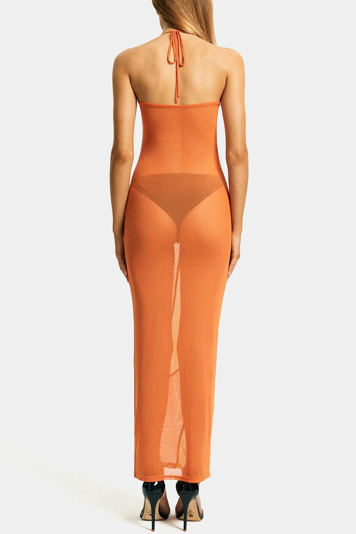 Solado Halter Neck Abstract Print Mesh Maxi Dress Without Underwear 7 Solado Halter Neck Abstract Print Mesh Maxi Dress Without Underwear - Image 7