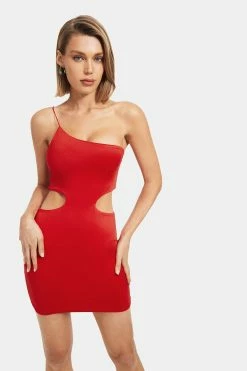 Solado One Shoulder Cut Out Backless Bodycon Mini Dress