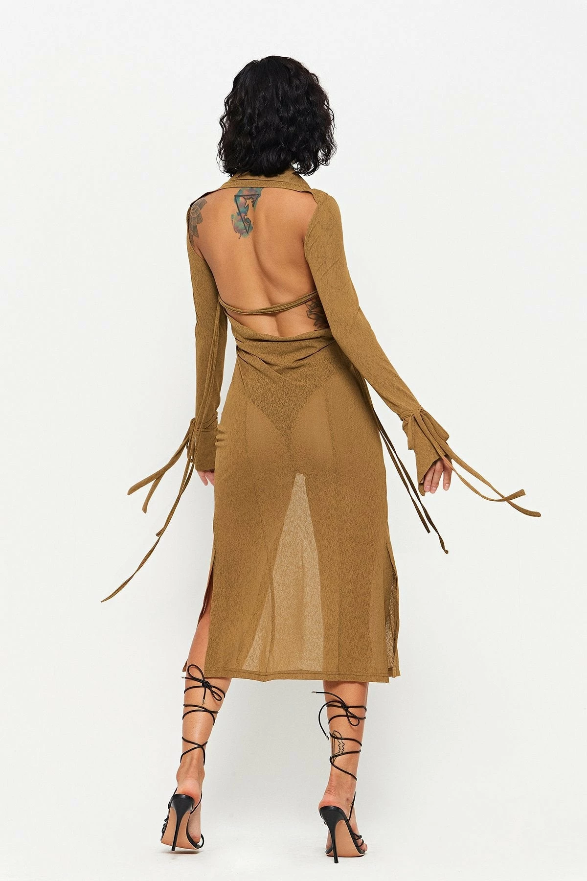 SOLADO Split Hem Open Back Long Sleeve Maxi Dress 2 SOLADO Split Hem Open Back Long Sleeve Maxi Dress - Image 2