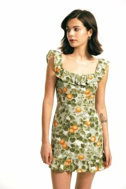 Solado Square Neck Floral Print Ruffle Mini Dress