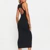 SOLADO Stripe Knitted Open Back Sleeveless Midi Dress