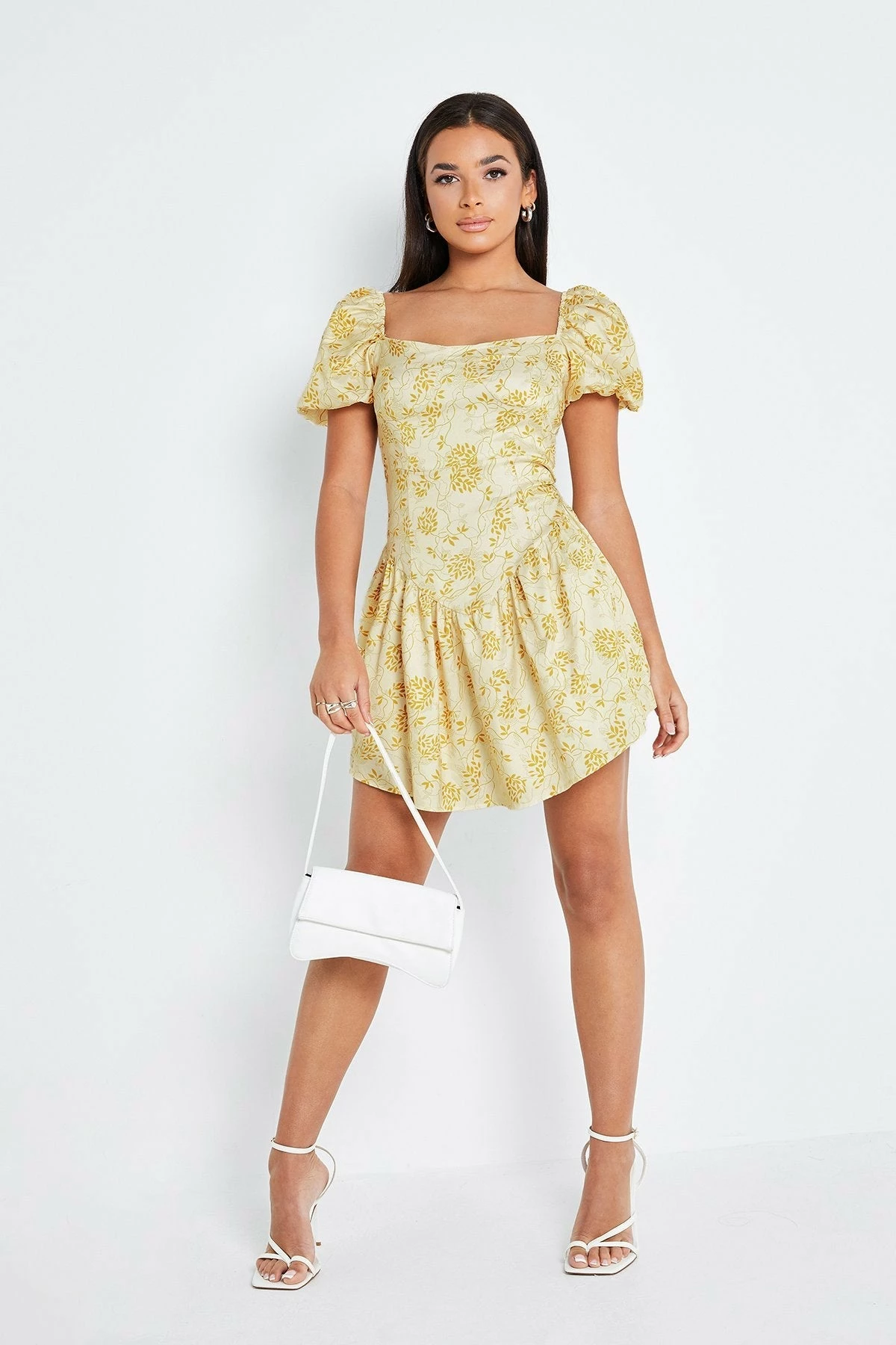 Solado Square Neck Puff Sleeve Cinched Waist Mini Dress 4 Solado Square Neck Puff Sleeve Cinched Waist Mini Dress - Image 4