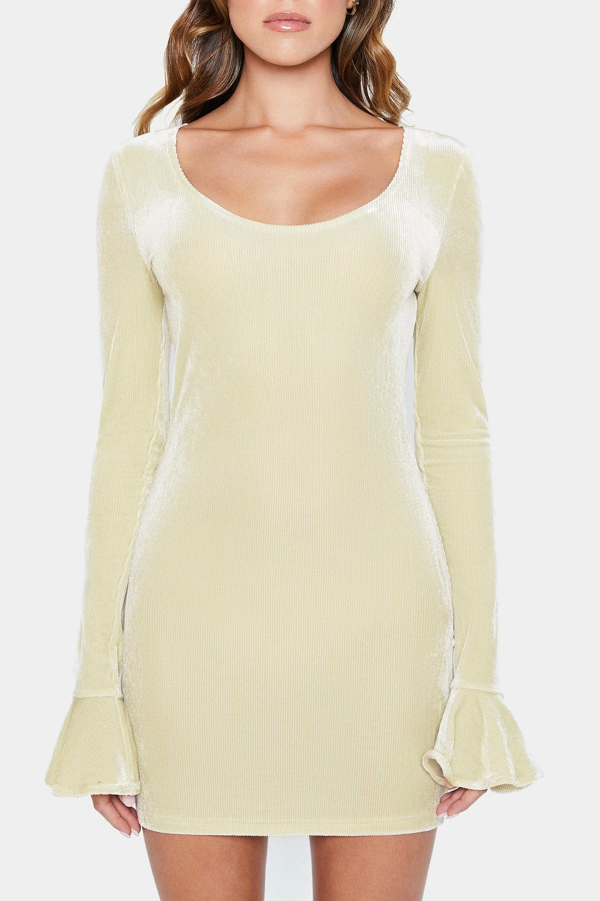 SOLADO Corduroy Flared Sleeve Bodycon Mini Dress 6 SOLADO Corduroy Flared Sleeve Bodycon Mini Dress - Image 6