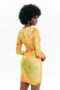 Alternative view of Solado Plunging Neck Tie Dye Mesh Cut Out Mini Dress