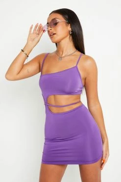 SOLADO Asymmetric Neck Cut Out Backless Mini Dress