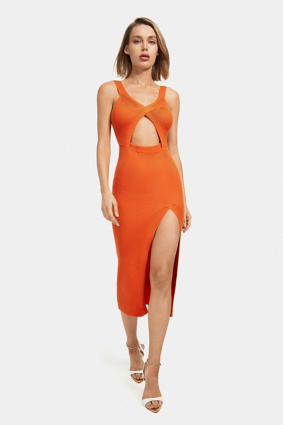 Solado Split Thigh Cut Out Ribbed Midi Dress 2 Solado Split Thigh Cut Out Ribbed Midi Dress - Image 2