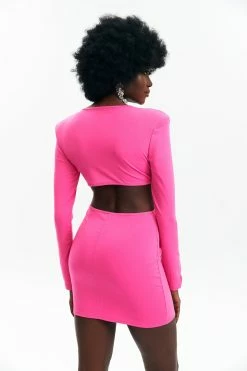 Alternative view of Solado Plunging Neck Cut Out Slit Cuff Mini Dress