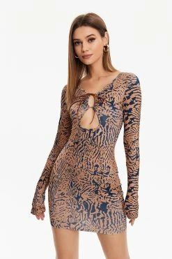 Solado Abstract Print Cut Out Mini Dress