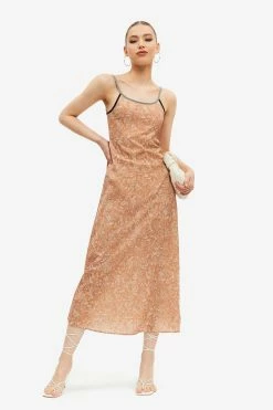 Solado Floral Print Contrast Trim Cami Maxi Dress