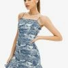 Solado Abstract Print Ruffle Cami Mini Dress