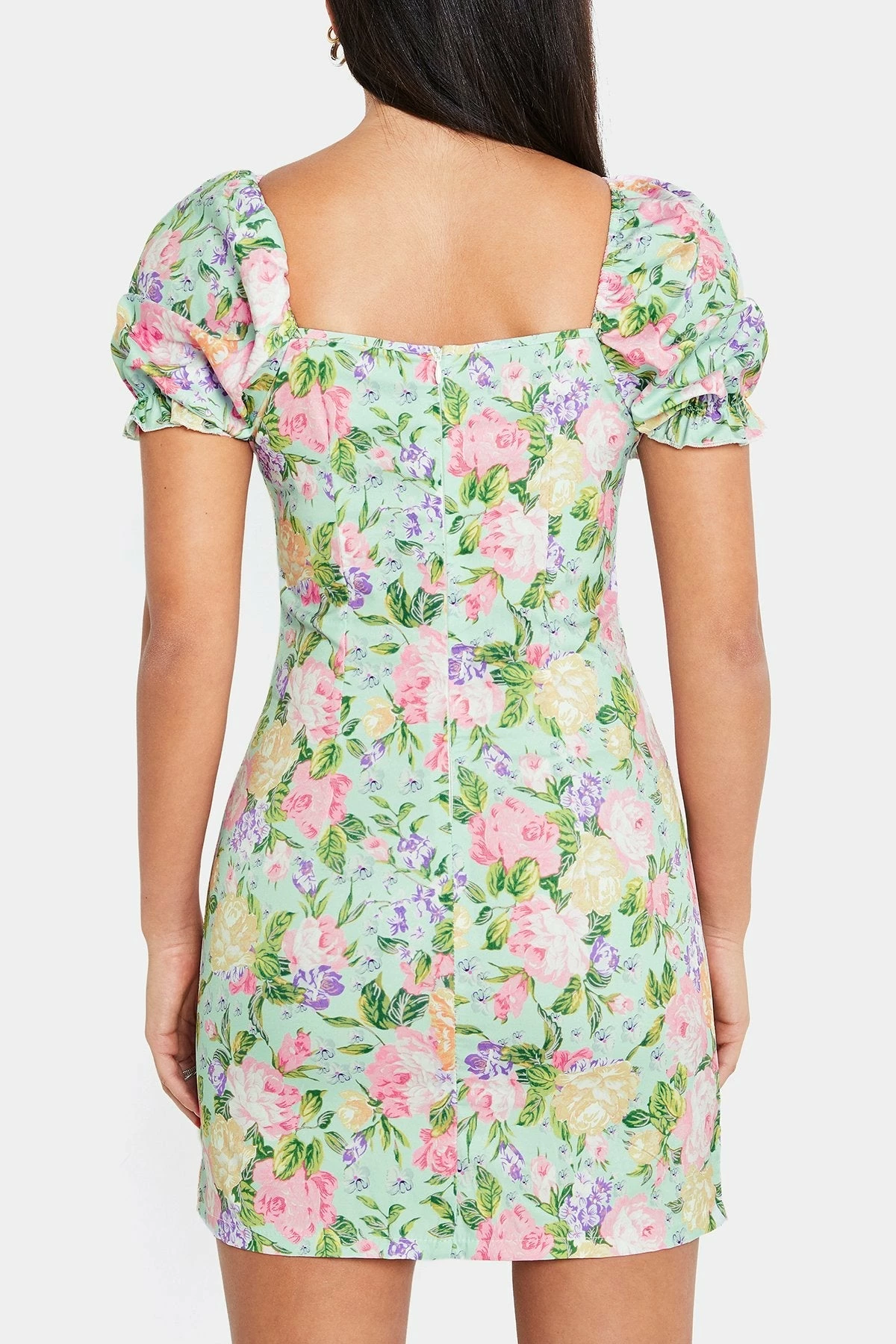 Solado Square Neck Floral Print Puff Sleeve Mini Dress 7 Solado Square Neck Floral Print Puff Sleeve Mini Dress - Image 7