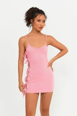 Alternative view of Solado Plunging Neck Tie Side Ribbed Mini Dress