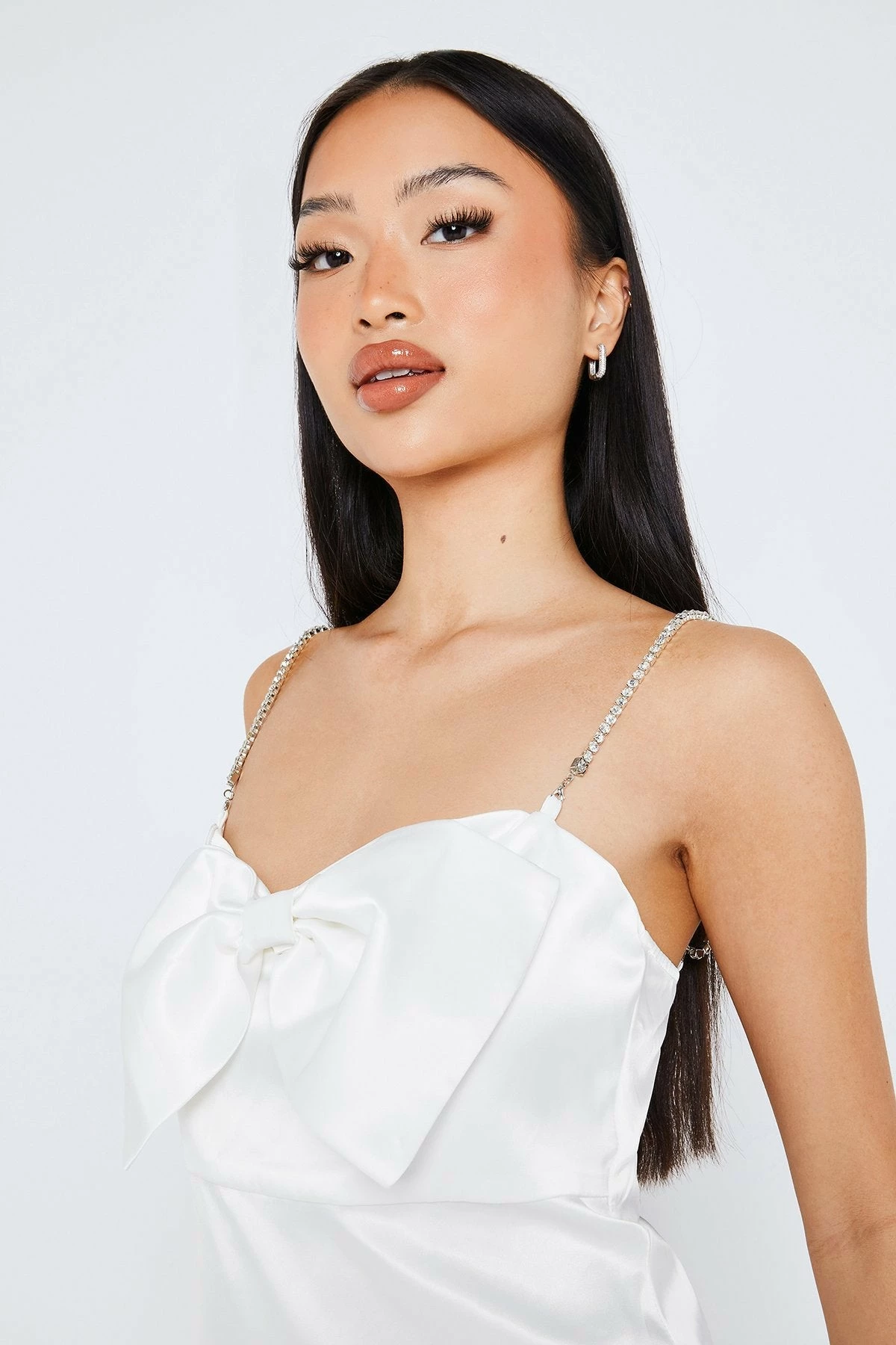 SOLADO Rhinestone Strap Bow Decor Keyhole Mini Dress 5 SOLADO Rhinestone Strap Bow Decor Keyhole Mini Dress - Image 5