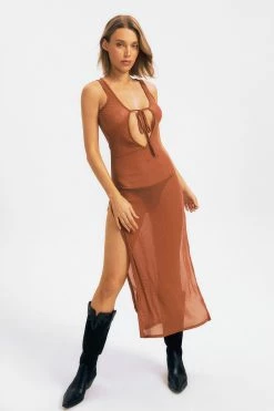 Solado Side Split Tie Front Cut Out Maxi Dress Without Thong