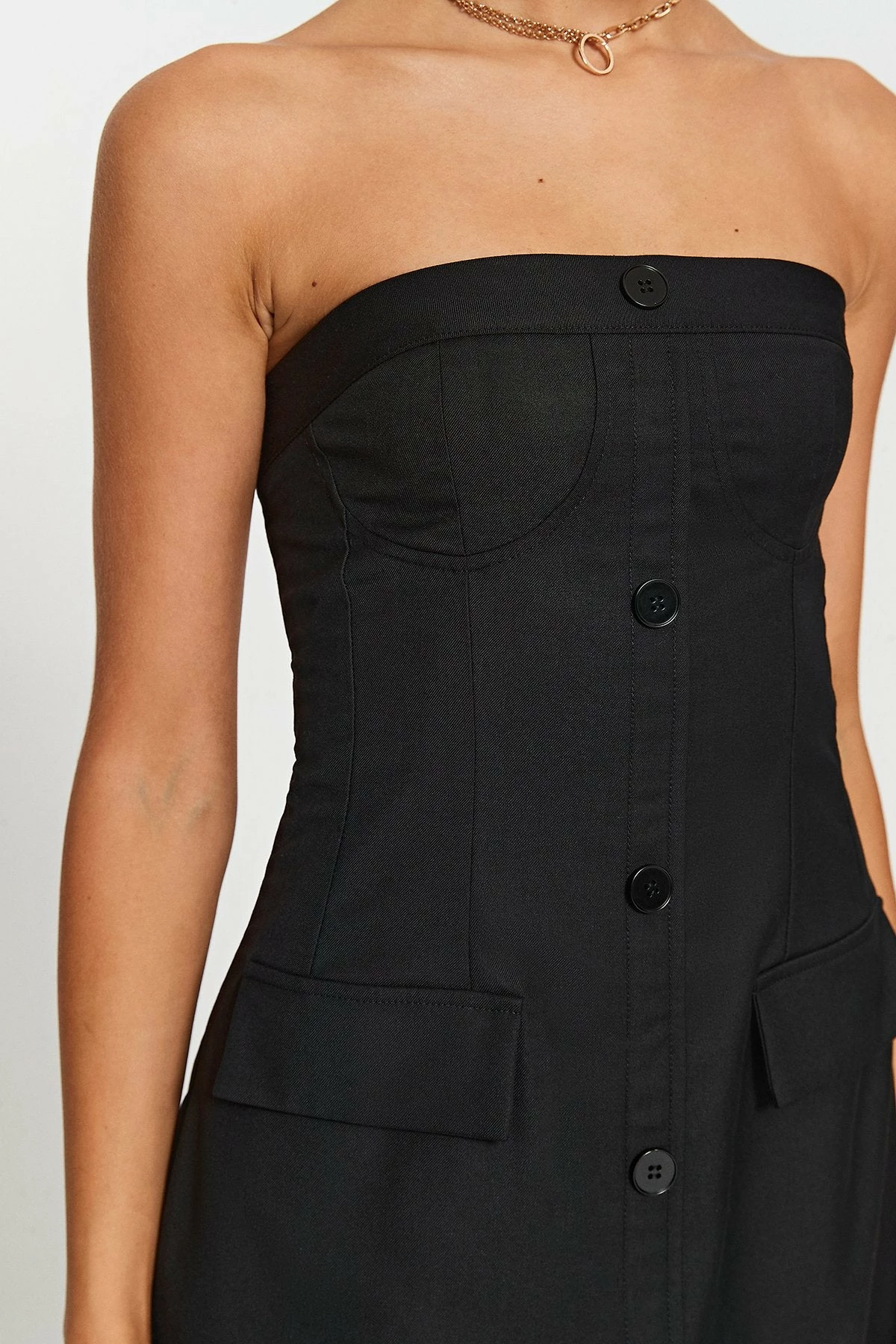SOLADO Off Shoulder Button Front A-Line Mini Dress 5 SOLADO Off Shoulder Button Front A-Line Mini Dress - Image 5
