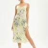 Solado Cowl Neck Floral Print Split Hem Midi Dress