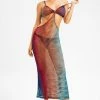 Solado Gradient Cut Out Plunging Neck Backless Maxi Dress Without Panty