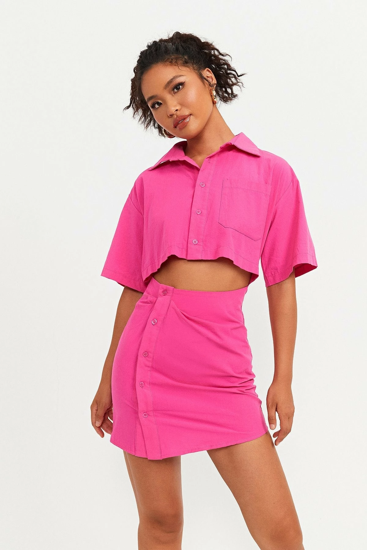 Solado Lapel Neck Button Side Short Sleeve Mini Dress 1 Solado Lapel Neck Button Side Short Sleeve Mini Dress