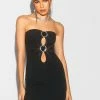 SOLADO Rhinestone Decor Cut Out Tube Mini Dress