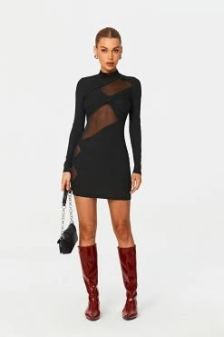 SOLADO Mock Neck Mesh Splicing Long Sleeve Mini Dress -Solado Sales Shop jpeg 6fb3bc78 c55b 4cab be1a e3efecff03c1 1800x1800