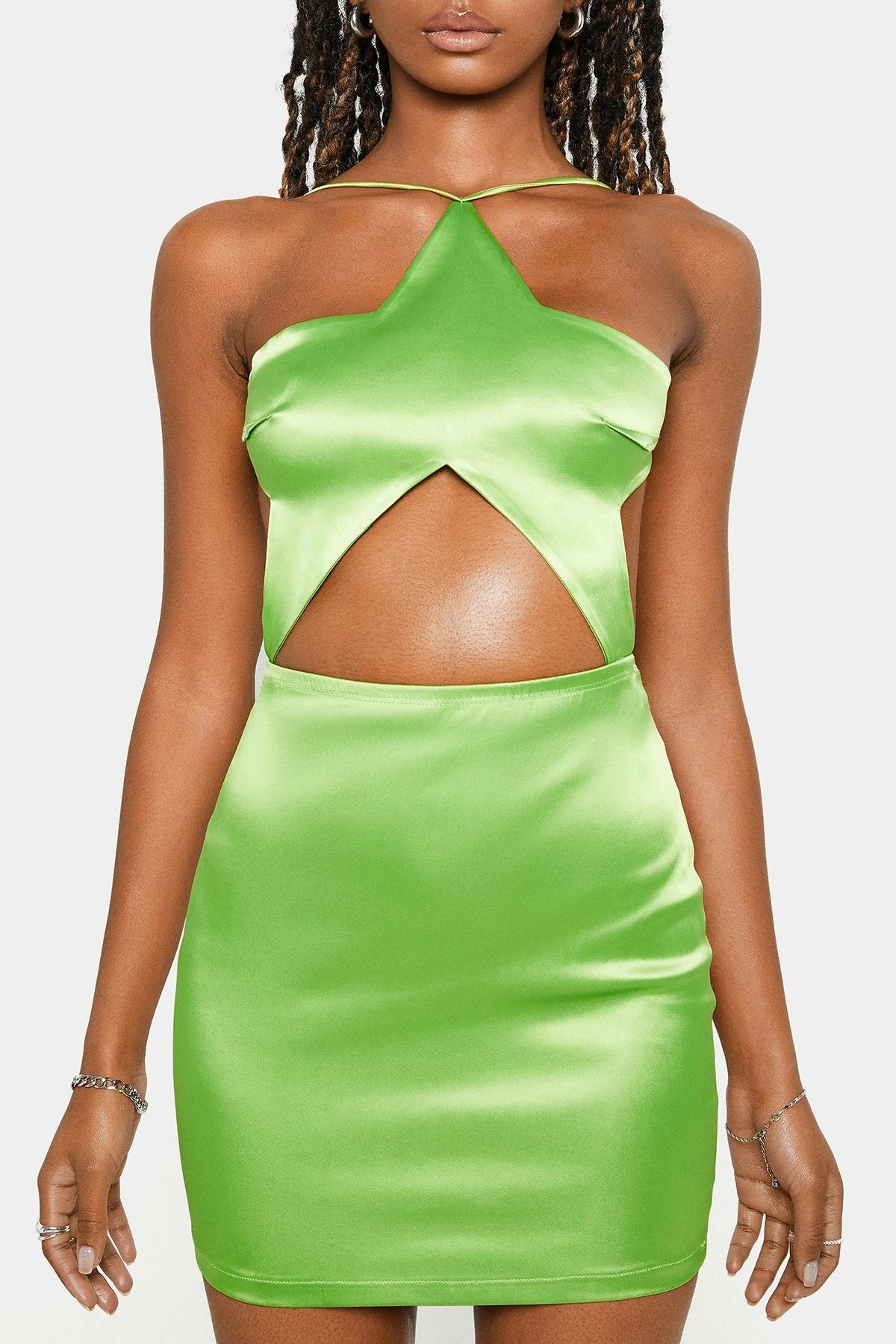 SOLADO Satin Halter Neck Cut Out Backless Mini Dress 6 SOLADO Satin Halter Neck Cut Out Backless Mini Dress - Image 6