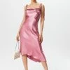 Solado Satin Irregular Hem Midi Dress