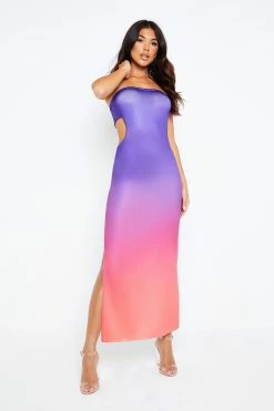 Solado Gradient Cut Out Split Hem Tube Maxi Dress