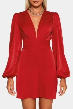 SOLADO Plunging Neck Puff Sleeve Ruched Mini Dress -Solado Sales Shop jpeg 715396eb c2d8 4cf2 ba36 31ff400d68c6 1800x1800