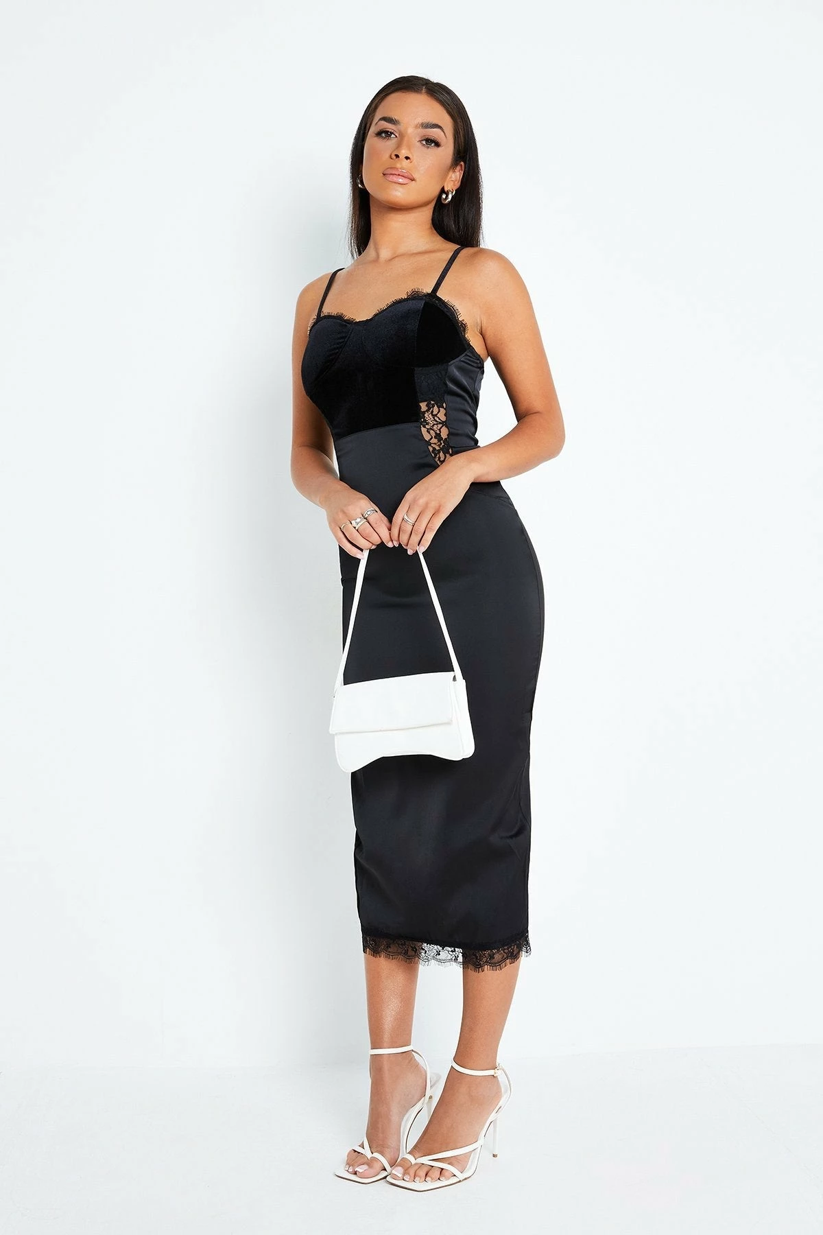Solado Velvet Split Hem Lace Splicing Midi Dress 4 Solado Velvet Split Hem Lace Splicing Midi Dress - Image 4