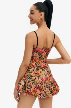 Alternative view of Solado Floral Print Plunging Neck Ruffle Mini Dress