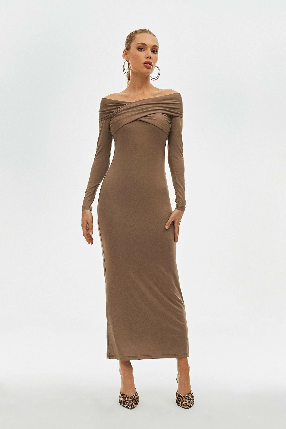 SOLADO Off Shoulder Cross Wrap Long Sleeve Maxi Dress 3 SOLADO Off Shoulder Cross Wrap Long Sleeve Maxi Dress - Image 3