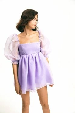 Solado Square Neck Layered Mesh Skater Mini Dress