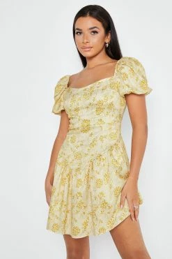 Alternative view of Solado Square Neck Puff Sleeve Cinched Waist Mini Dress