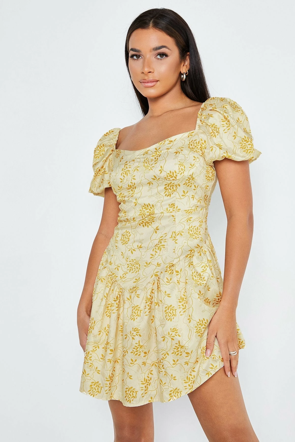 Solado Square Neck Puff Sleeve Cinched Waist Mini Dress 2 Solado Square Neck Puff Sleeve Cinched Waist Mini Dress - Image 2