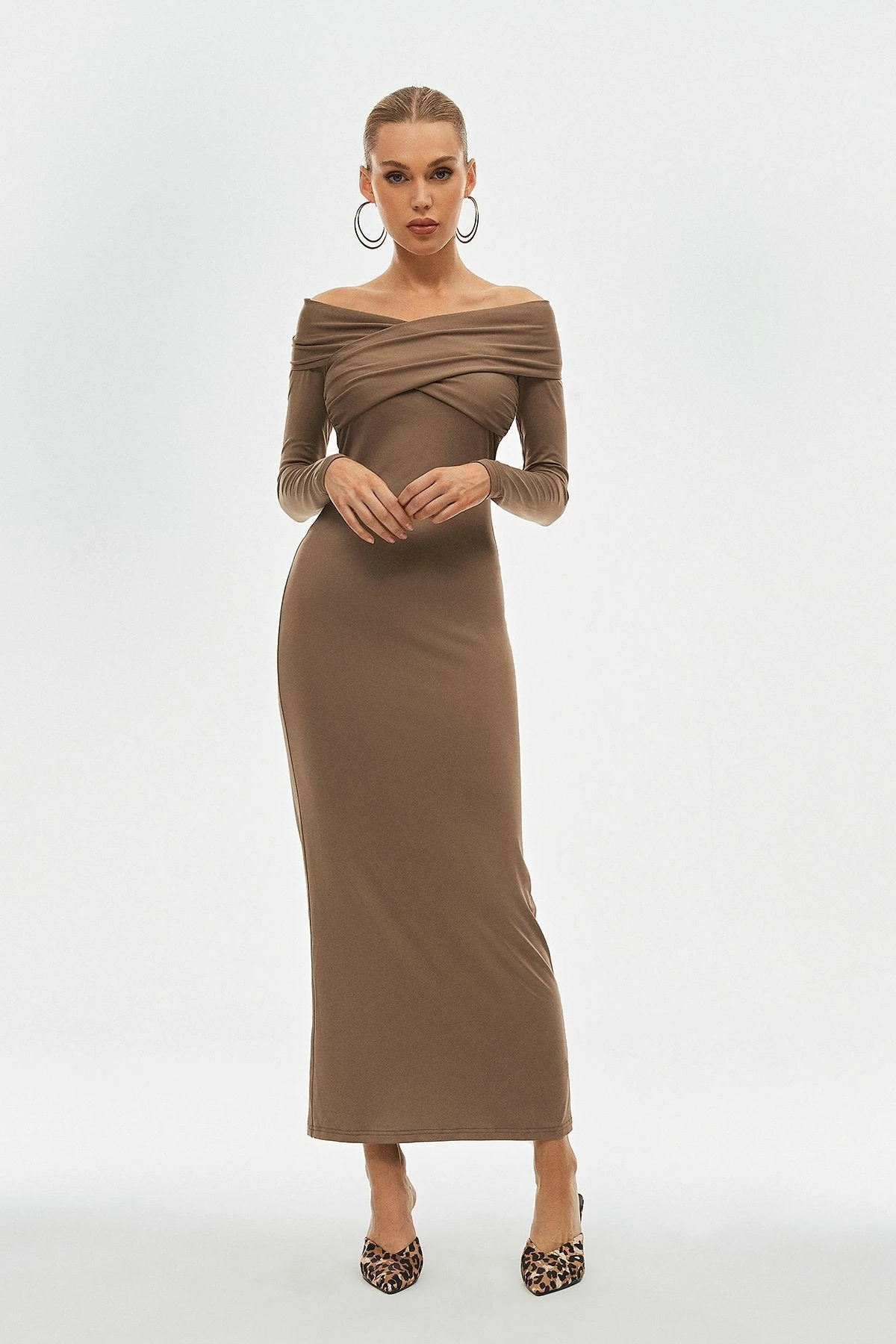 SOLADO Off Shoulder Cross Wrap Long Sleeve Maxi Dress 1 SOLADO Off Shoulder Cross Wrap Long Sleeve Maxi Dress