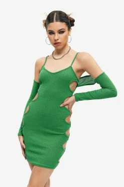 Solado Two Piece Cut Out Knitted Backless Mini Dress