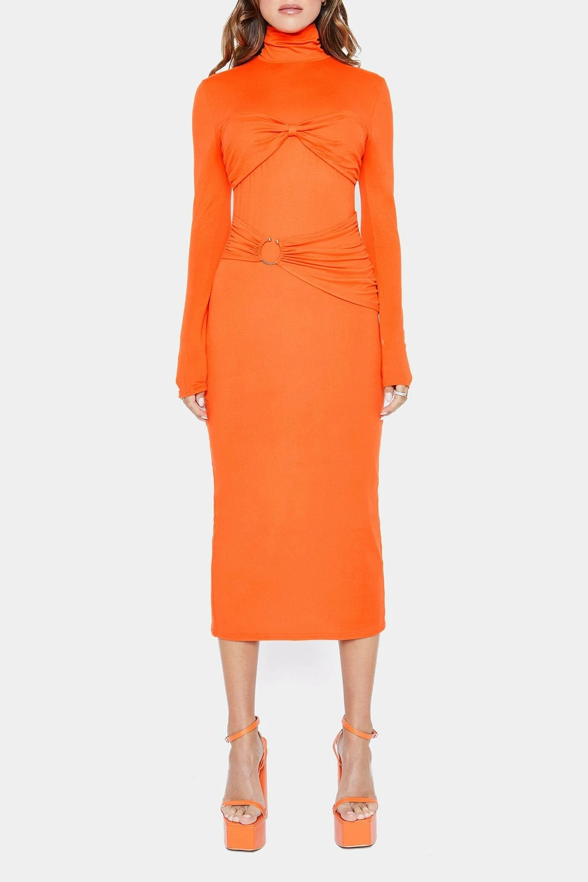 SOLADO Twist Front O-Ring Decor Split Hem Midi Dress 6 SOLADO Twist Front O-Ring Decor Split Hem Midi Dress - Image 6