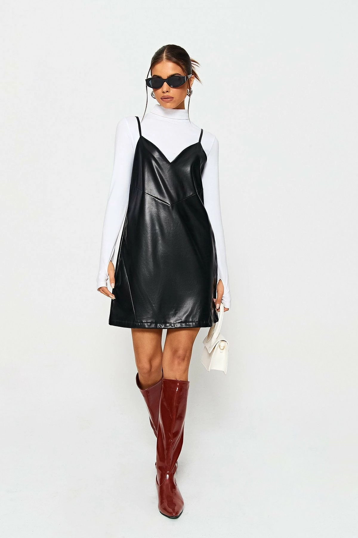 SOLADO Adjustable Strap Plunging Neck PU Leather Mini Dress Without Top 4 SOLADO Adjustable Strap Plunging Neck PU Leather Mini Dress Without Top - Image 4
