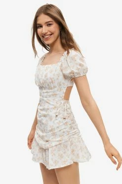 Alternative view of Solado Square Neck Floral Print Puff Sleeve Ruffle Mini Dress