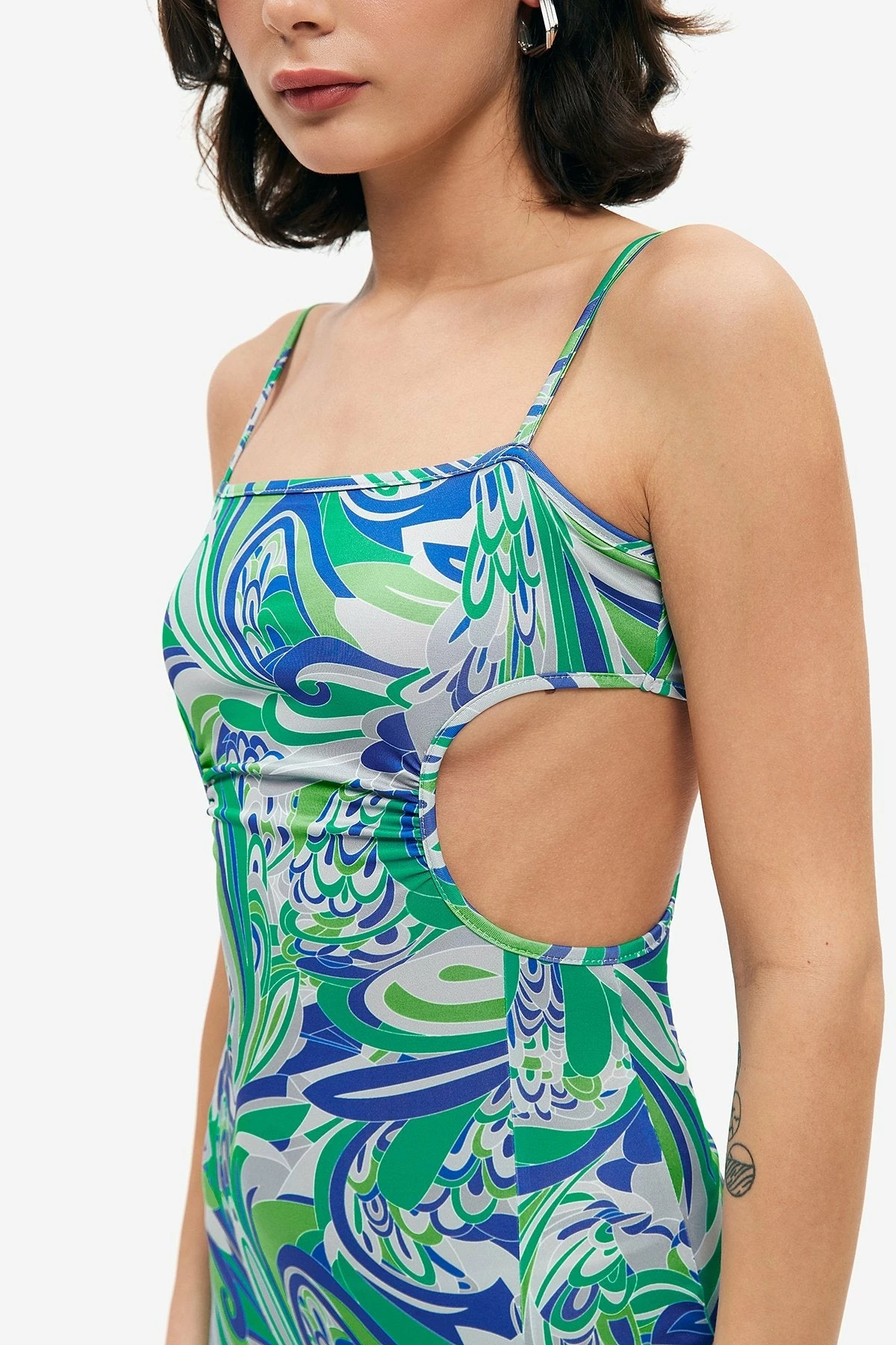 Solado Abstract Print Cut Out Split Hem Mini Dress 4 Solado Abstract Print Cut Out Split Hem Mini Dress - Image 4