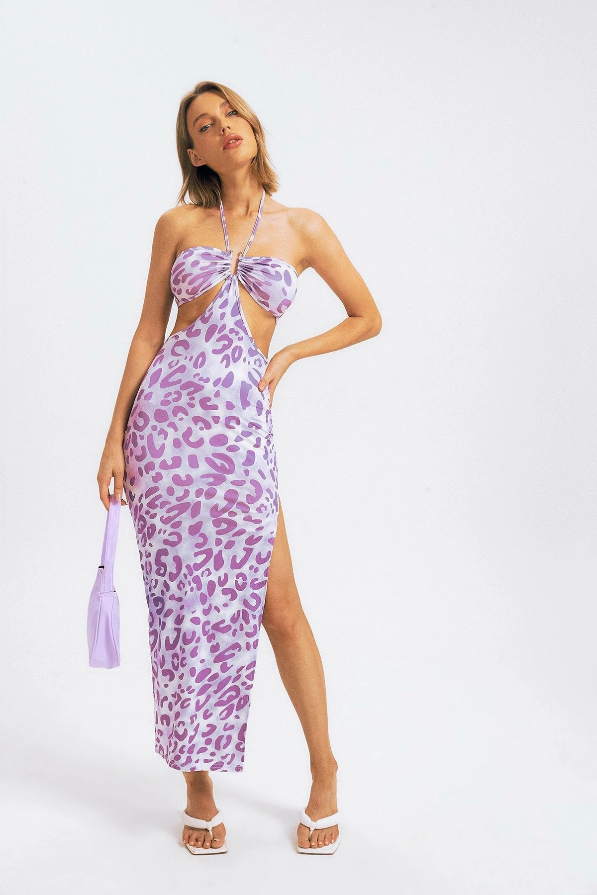 Solado Leopard Print Cut Out Side Split Maxi Dress 1 Solado Leopard Print Cut Out Side Split Maxi Dress