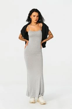SOLADO Modal Plunging Neck Mermaid Solid Maxi Dress