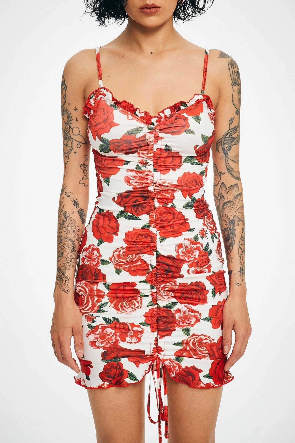 Solado Rose Print Drawstring Ruched Cami Dress 6 Solado Rose Print Drawstring Ruched Cami Dress - Image 6