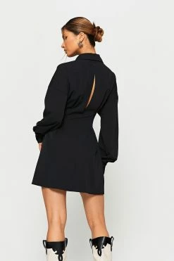 Alternative view of SOLADO Lace Up Cinched Waist Open Back Draped Mini Dress