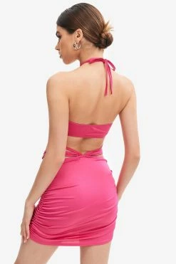 Alternative view of Solado Halter Neck Cut Out Metallic Detail Mini Dress