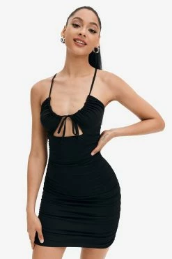 Solado Plunging Neck Cut Out Bodycon Mini Dress